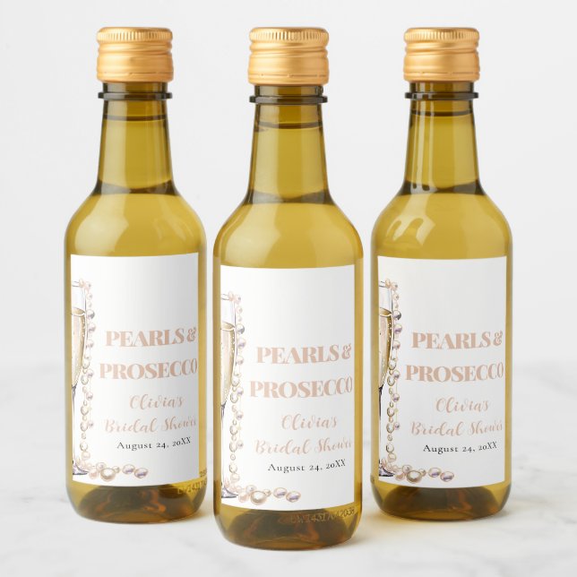 Perlas de oro elegantes y ducha de novia Prosecco (Botellas)