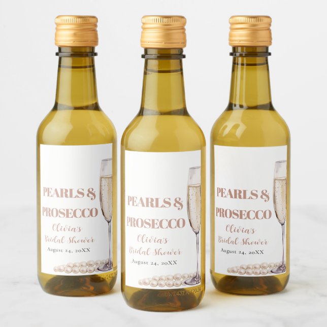 Perlas de oro elegantes y ducha de novia Prosecco (Botellas)