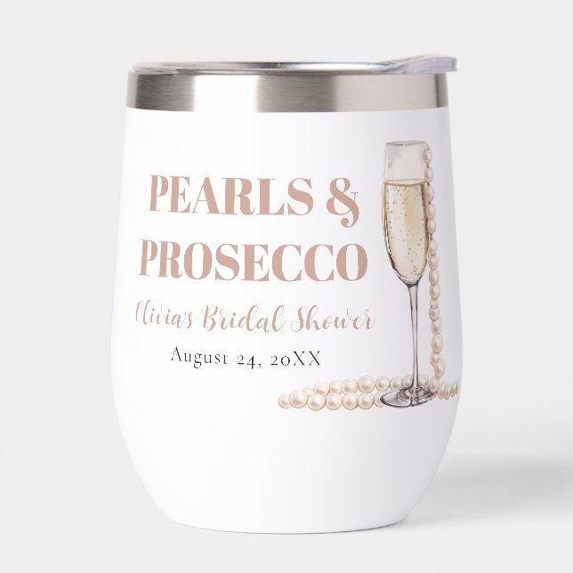 Perlas de oro elegantes y ducha de novia Prosecco (Izquierdo)