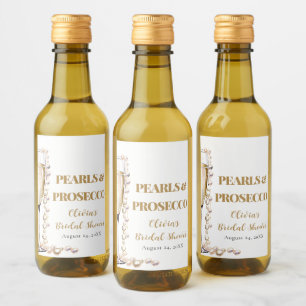 Perlas de oro elegantes y ducha de novia Prosecco