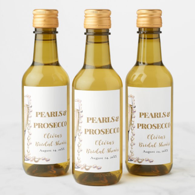 Perlas de oro elegantes y ducha de novia Prosecco (Botellas)