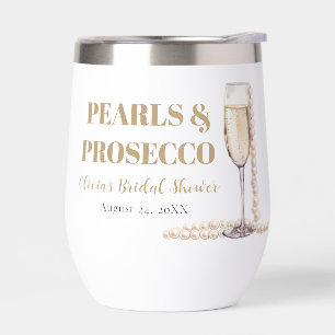 Perlas de oro elegantes y ducha de novia Prosecco
