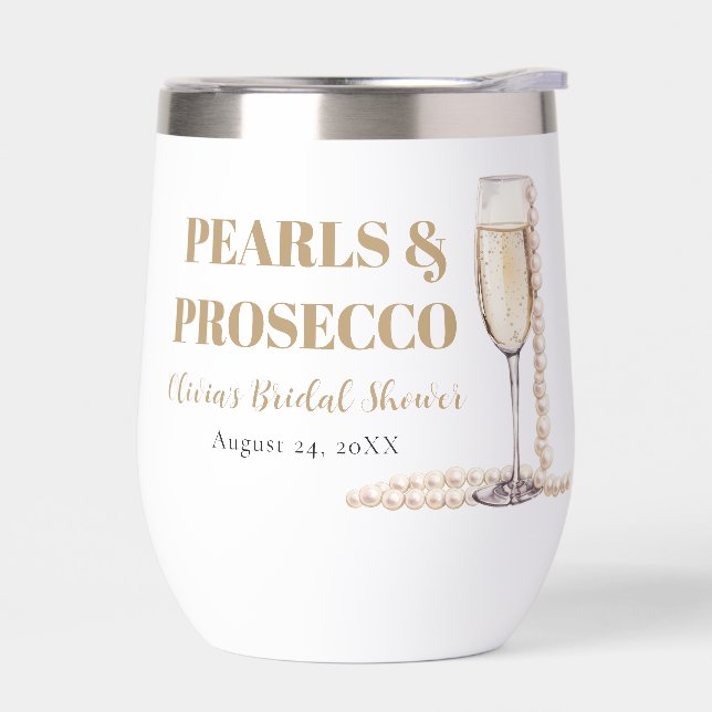 Perlas de oro elegantes y ducha de novia Prosecco (Izquierdo)