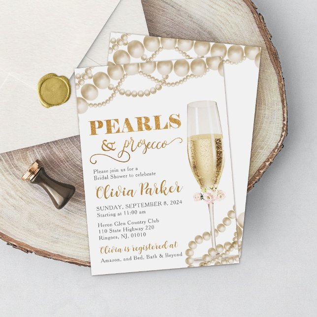 Perlas de oro y invitación a la ducha de novia Pro (Subido por el creador)
