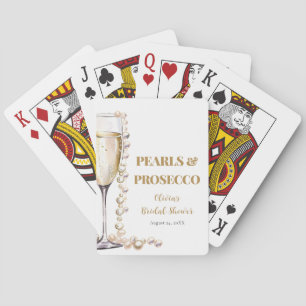 Perlas Doradas y Cartas Clásicas de Juego Prosecco