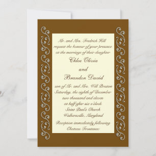 Perlas elegantes en la invitación a la boda crema