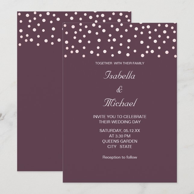 Perlas Elegantes y Caligrafía en Invitación de Bod (Anverso / Reverso)