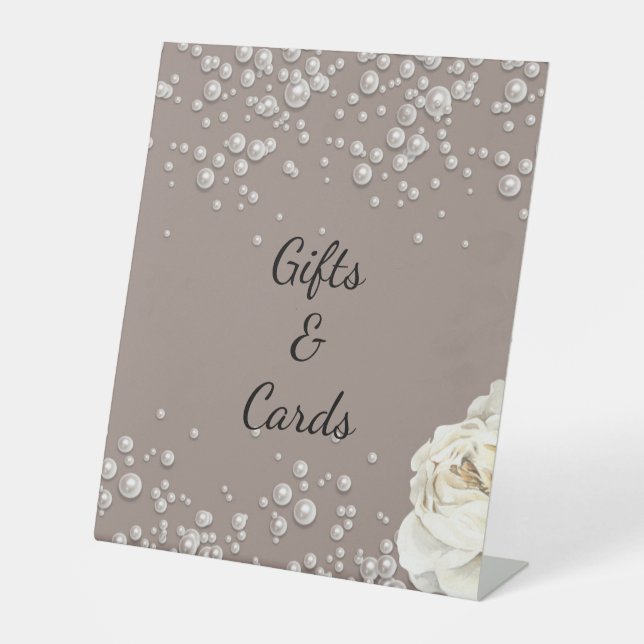 Perlas florales bienvenidas señal de ducha de novi (Anverso)