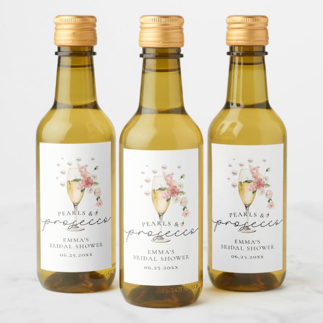 Perlas Florales y Prosecco Bridal Shower Favor (Botellas)