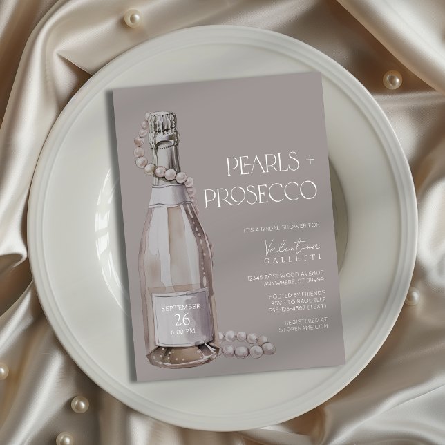 Perlas + Invitación a la ducha de novia Prosecco (Shown on a 5x7" invitation)