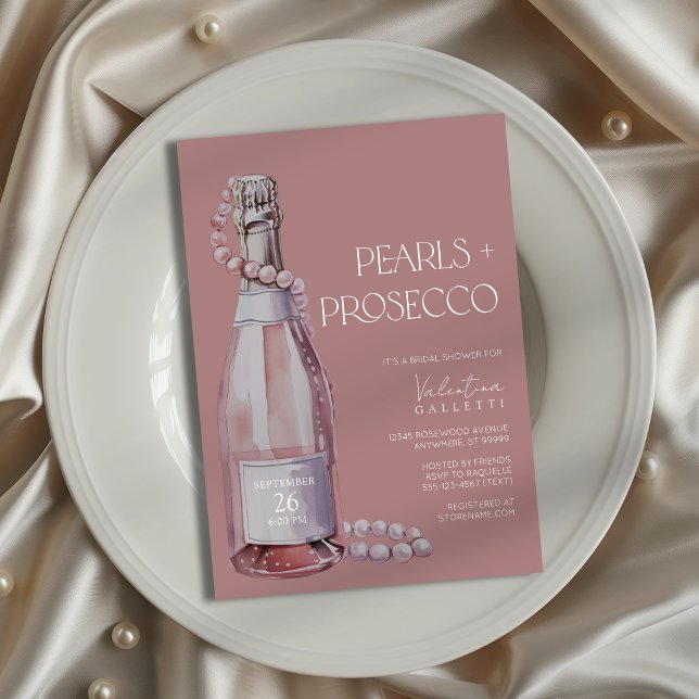 Perlas + Invitación a la ducha de novia Prosecco (Shown on a 5x7" invitation)