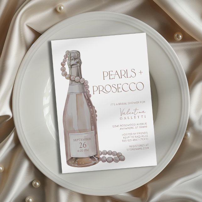 Perlas + Invitación a la ducha de novia Prosecco (Shown on a 5x7" invitation)