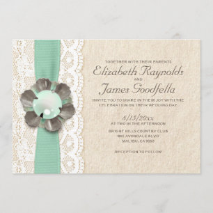 Perlas rústicas que casan invitaciones