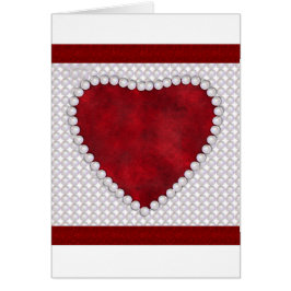 Perlas y corazón de terciopelo rojo San Valentín