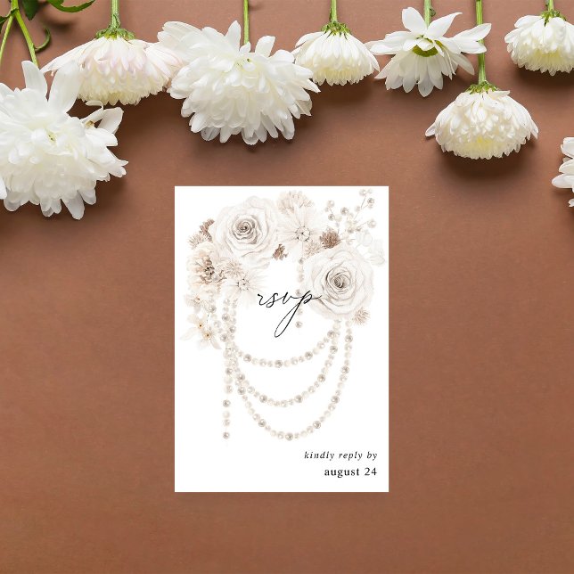 Perlas y Floral blanca con carne RSVP (Subido por el creador)