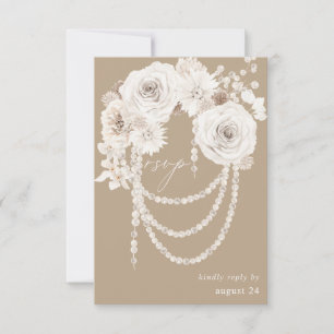 Perlas y Floral blanca con carne RSVP - Beige
