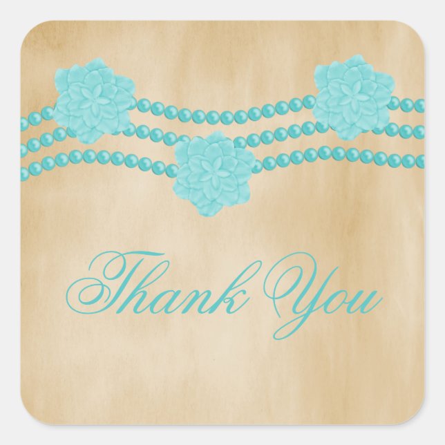 Perlas y flores gracias Pegatinas (Anverso)