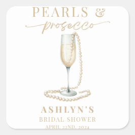 Perlas y Pegatina de ducha de novia Prosecco