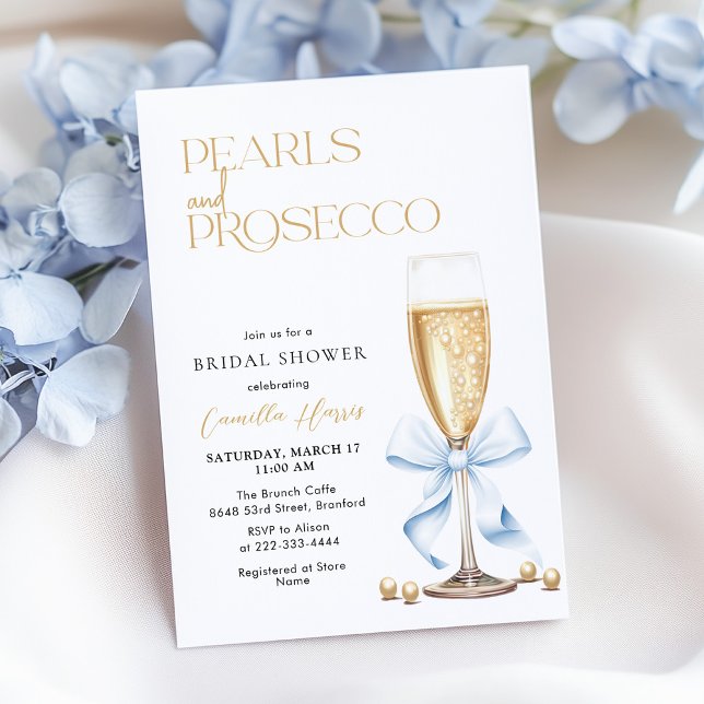 Perlas y Prosecco de Lazo Azul Invitación (Subido por el creador)