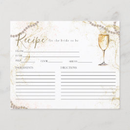 Perlas y Prosecco Tarjeta de Receta para Despedida