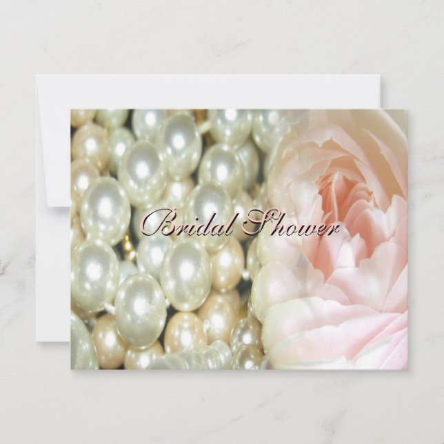 Perlas y Rosas Invitación a la ducha de novia (Anverso)