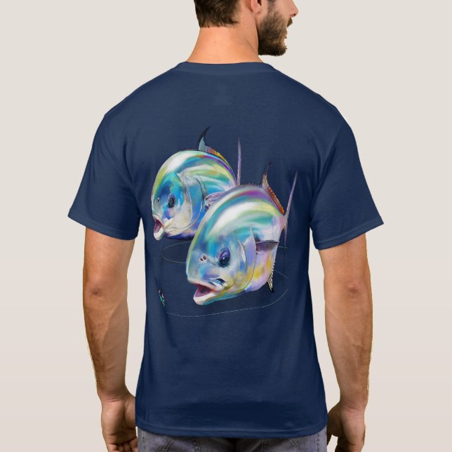Permitir camiseta de pescado con icono de logotipo (Reverso)
