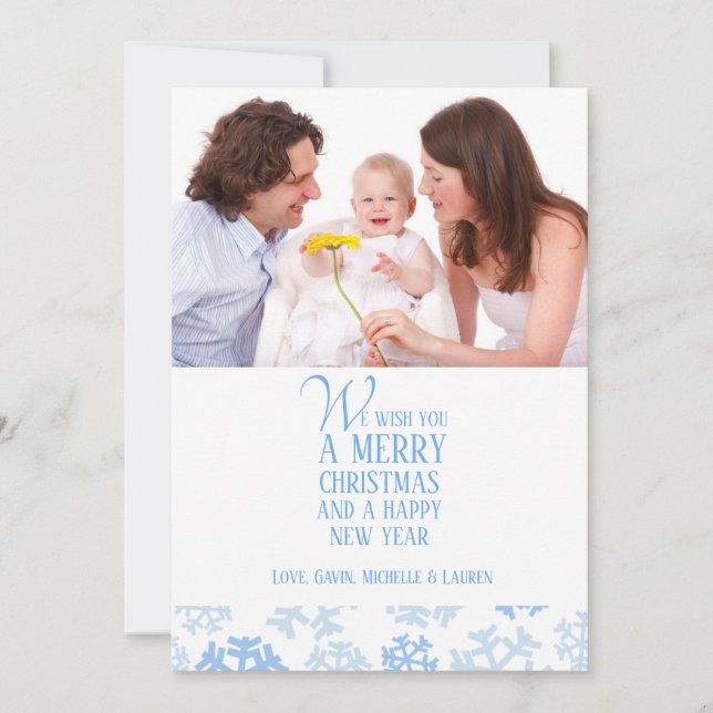 Permitir la nieve, tarjeta azul de vacaciones plan (Anverso)