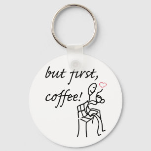 Pero primer café 2,25" llavero básico del botón