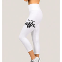Pero Primero Café Leggings Capri de Cintura Alta