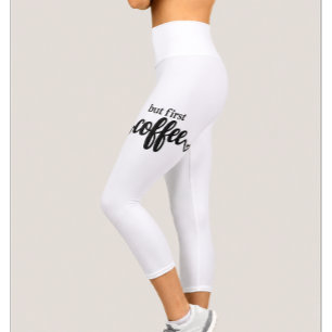Pero Primero Café Leggings Capri de Cintura Alta