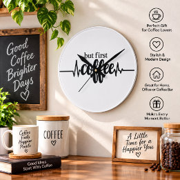 Pero Primero Reloj de Pared de Café para Amantes d
