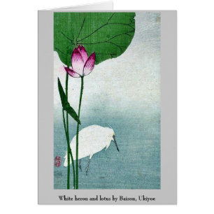 Perón blanco y loto de Baison, Ukiyoe