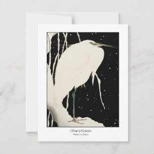 Perón en nieve - Ohara Koson + título - Tarjeta de