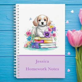 Perrito adorable y lindo y libros Escuela de acuar