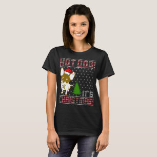 perrito caliente su camiseta del navidad
