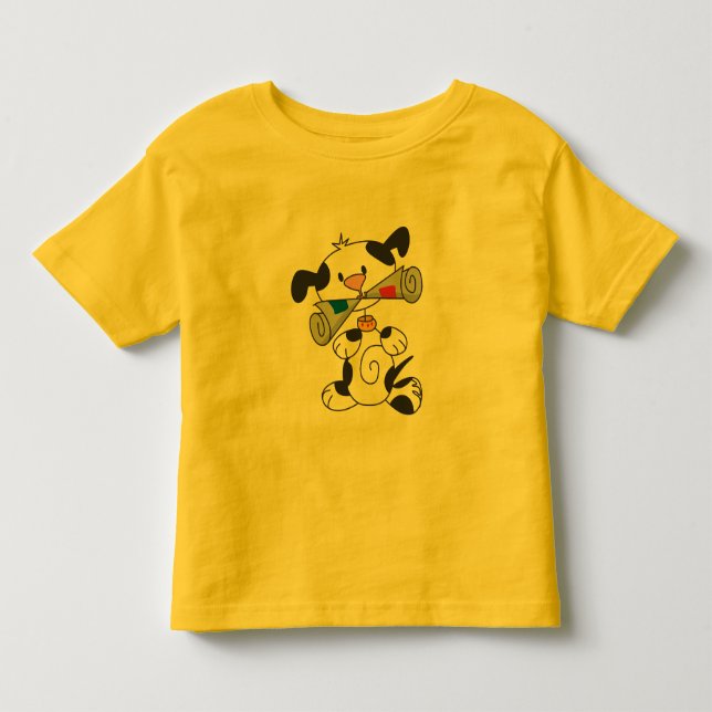 Perrito con las camisetas y los regalos del (Anverso)