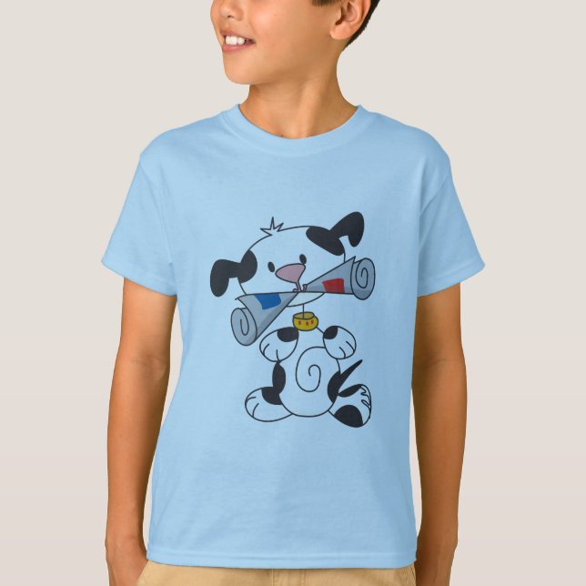 Perrito con las camisetas y los regalos del (Anverso)