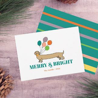 Perrito Dachshund de Navidad Alegre y Brillante
