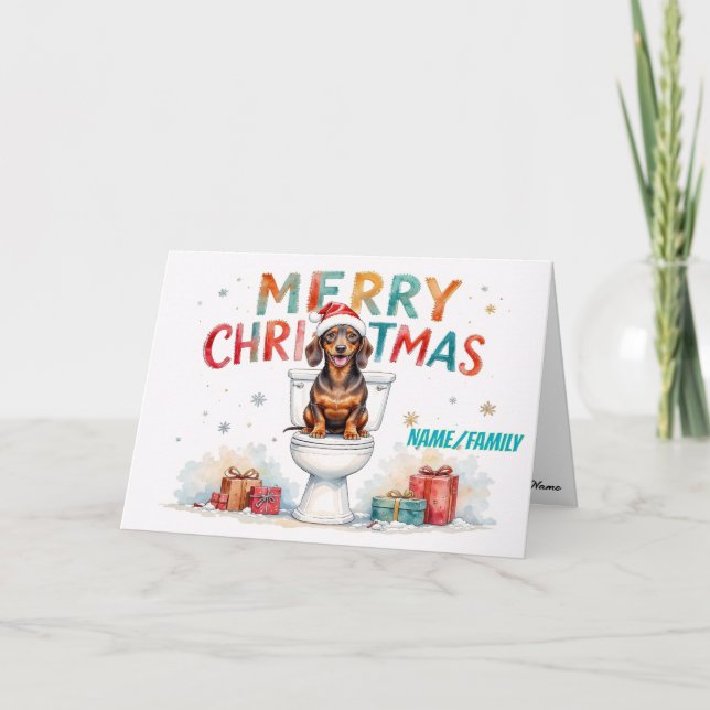 Perrito Dachshund Divertido de Navidad – Perro Acu (Anverso)