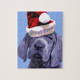 Perrito de great dane en rompecabezas del gorra de