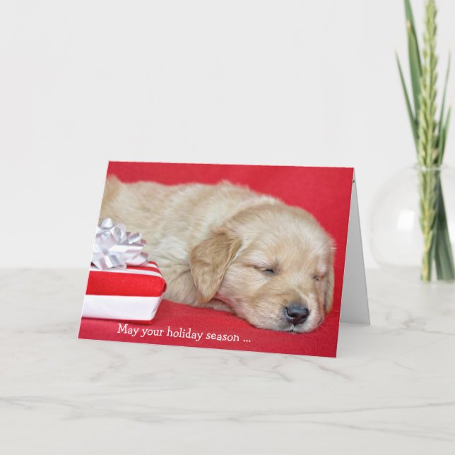 Perrito del golden retriever del navidad (Anverso)