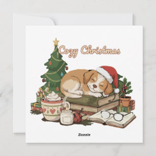 Perrito durmiendo acogedor de Navidad & Libros Vin