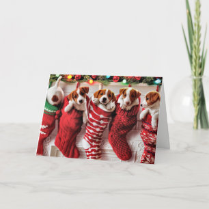 Perrito-Llenado almacenando la tarjeta de Navidad