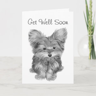 Perrito Yorkie Adorable Gracias y tarjeta de recup