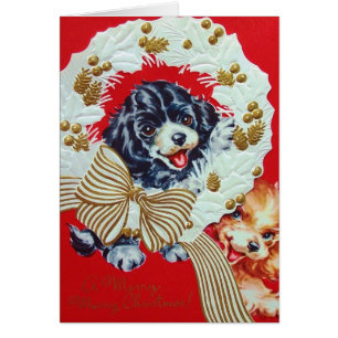 Perritos adorables de cocker spaniel del navidad