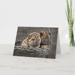 Perritos de Shar-Pei en tarjeta de felicitación de