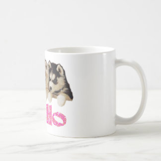 PERRITOS DEL HUSKY SIBERIANO DE LA TAZA DE CAFÉ