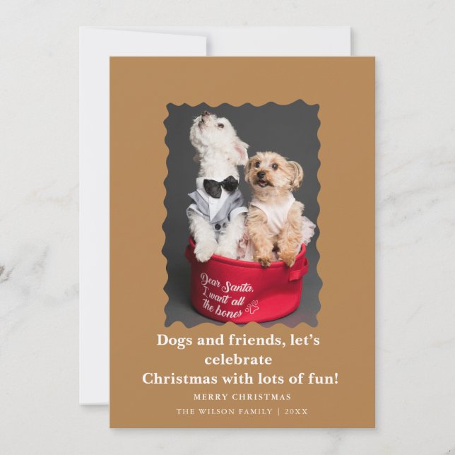 Perritos Divertidos y Lindos Tarjeta de Navidad y  (Anverso)