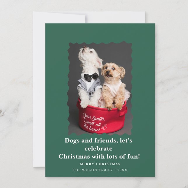 Perritos Divertidos y Lindos Tarjeta de Navidad y  (Anverso)