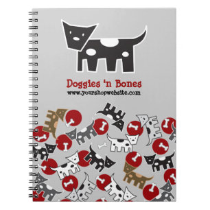 Perritos y cuaderno manchados dibujo animado lindo